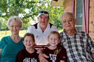 My husband and our daughters with Papa and Granny Grant.